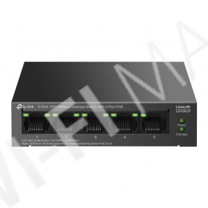TP-Link LS105LP, LiteWave 5-портовый 10/100 Мбит/с (4 PoE) неуправляемый коммутатор