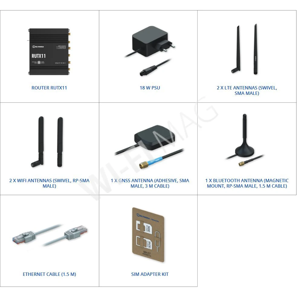 Teltonika RUTX11 WiFi LTE Cat6 Router, LTE Wi-Fi роутер с GPS и Bluetooth