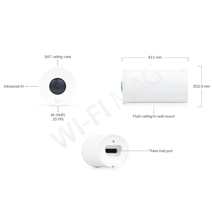 Ubiquiti UniFi AI Theta 360 Lens, стандартный сверхширокоугольный объектив (угол обзора 360°)