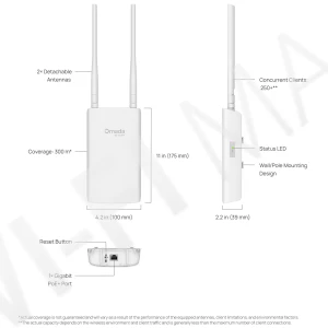 TP-Link EAP603-Outdoor AX1800 Omada, уличная двухдиапазонная точка доступа Wi-Fi 6 c PoE In
