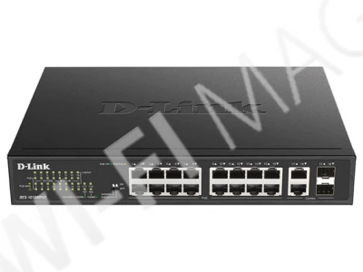 D-Link DES-1018MPV2, неуправляемый коммутатор с 16 портами PoE+ и 2 комбо-портами SFP(1 Гбит/с)