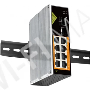 Conexpro GNT-IG1210FP-DC, промышленный с 8 PoE (1 Гбит/с) и 2 SFP портами неуправляемый коммутатор