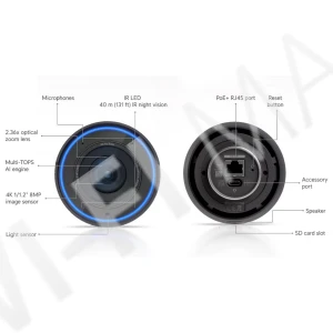 Ubiquiti UniFi G6 Pro Bullet Camera Black, 8 Мп уличная PoE+ с 2,36-кратным зумом и ночным видением черная IP-видеокамера