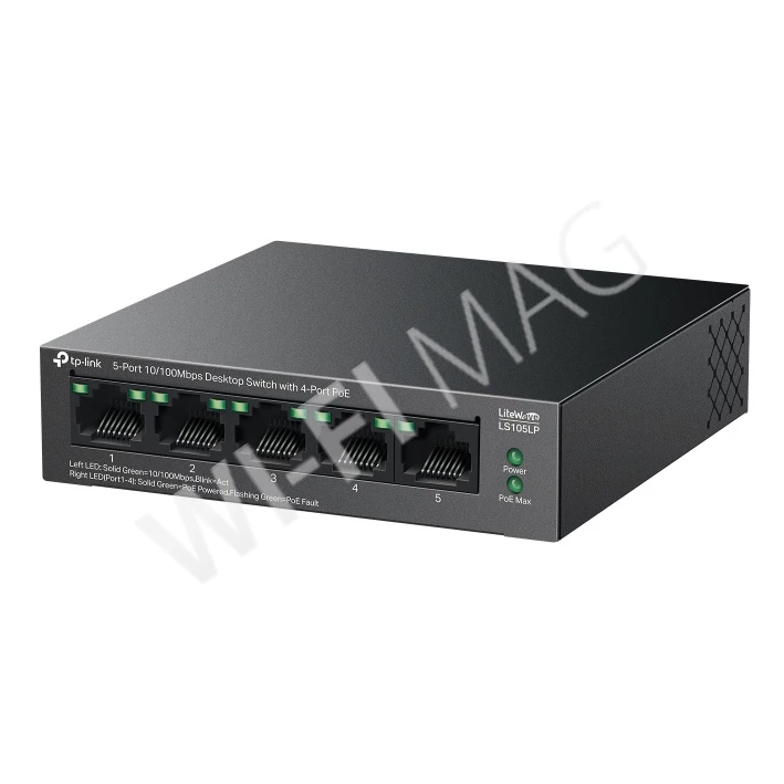 TP-Link LS105LP, LiteWave 5-портовый 10/100 Мбит/с (4 PoE) неуправляемый коммутатор