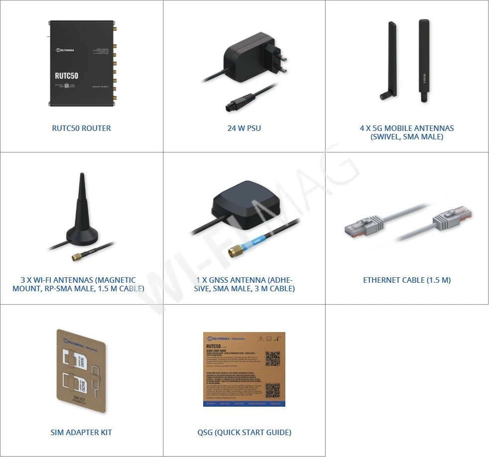 Teltonika RUTC50 I5G Powerhouse with Wi-Fi 6 2 SIM, двухдиапазонный 5G Wi-Fi 6 маршрутизатор