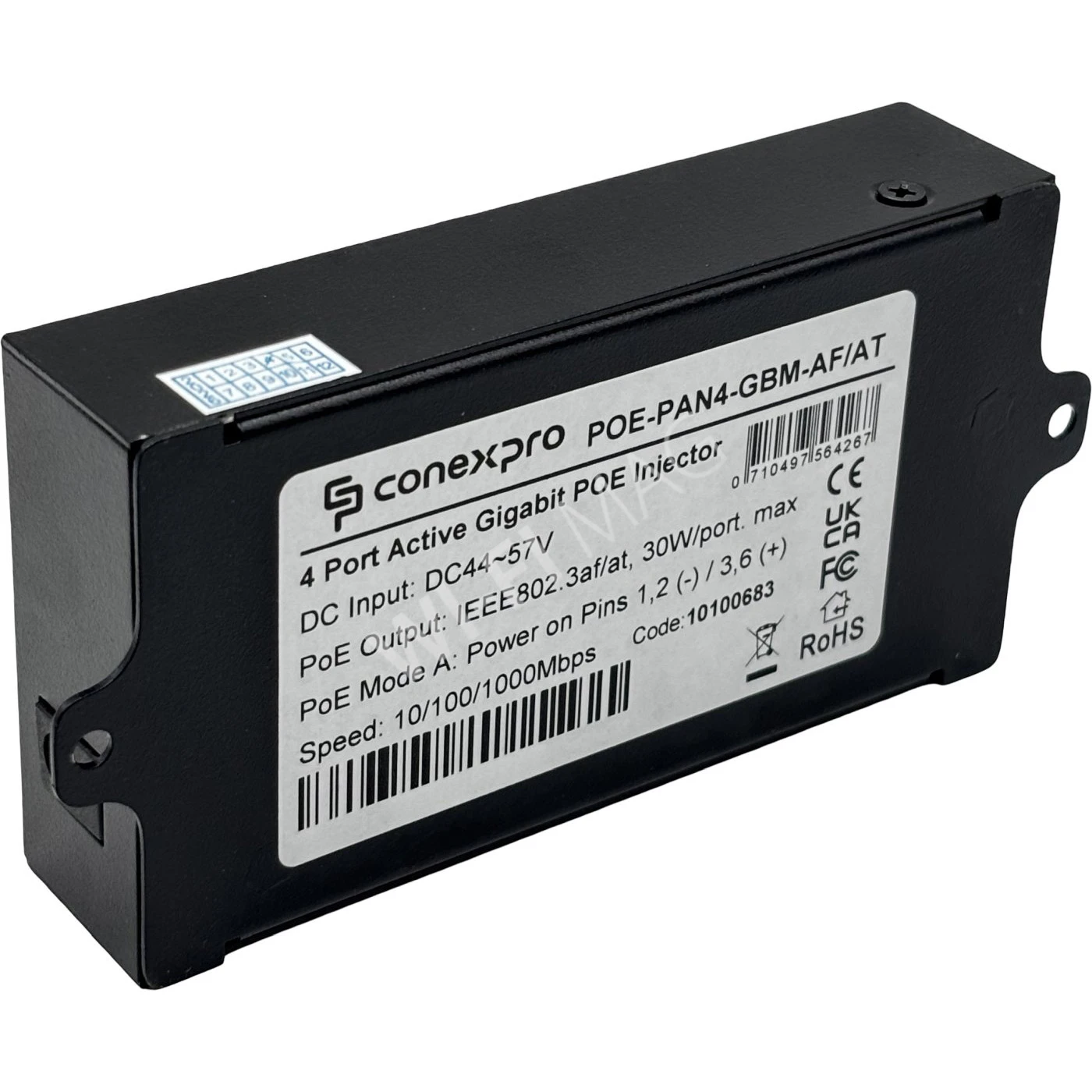 Conexpro POE-PAN4-GBM-AF/AT, 4-портовый гигабитный 802.3af/at PoE-инжектор