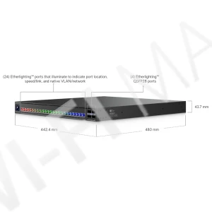 Ubiquiti Enterprise Audio/Video XG 24 PoE (2150 Вт) AVoIP-коммутатор для аудио/видео с 24 портами PoE+++ Etherlighting