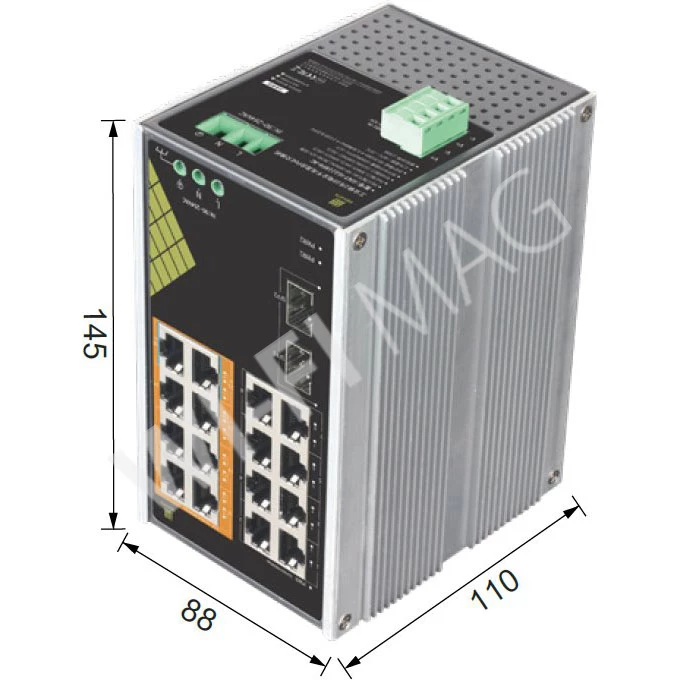 Conexpro GNT-IG1218F8-AC, промышленный с 16 LAN (8 PoE) 1 Гбит/с и 2 SFP портами неуправляемый коммутатор