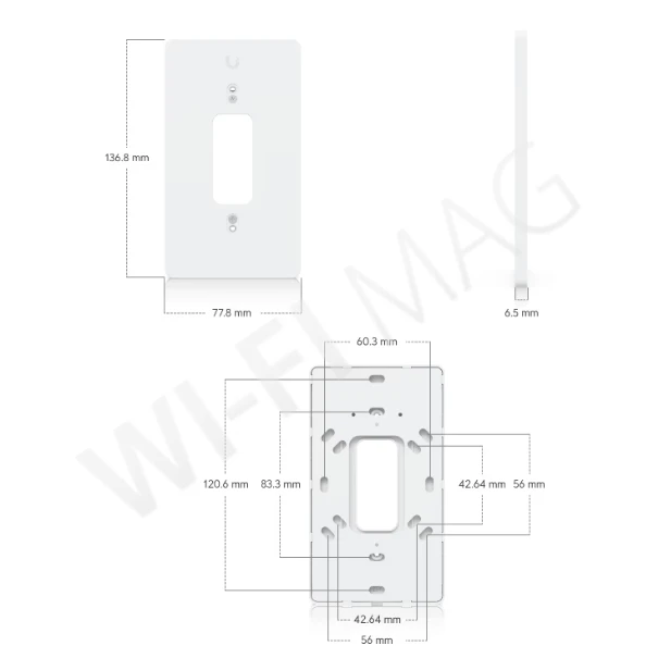 Ubiquiti Doorbell Lite Gang Box Mounting Plate White, белая монтажная пластина для видеодомофона UVC-Doorbell-Lite