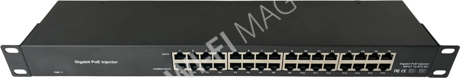 Conexpro POE-PAN16-GBM, 16-портовая гигабитная пассивная PoE-панель для 19" стойки