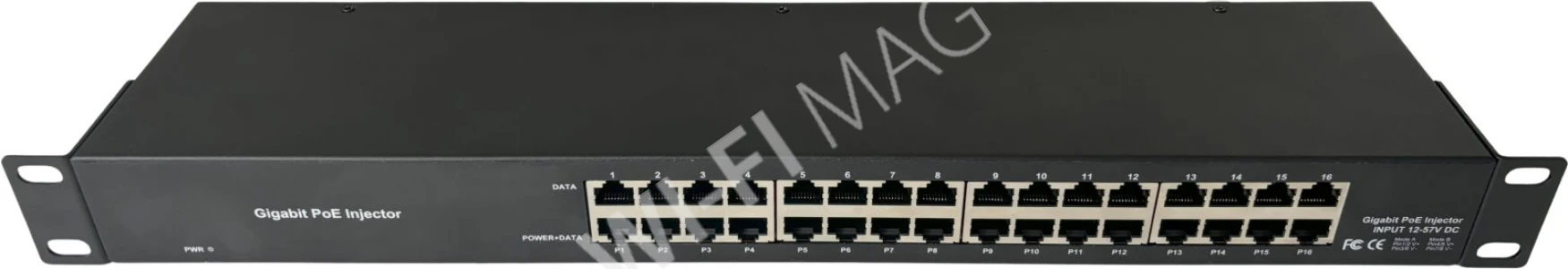 Conexpro POE-PAN16-GBM, 16-портовая гигабитная пассивная PoE-панель для 19" стойки