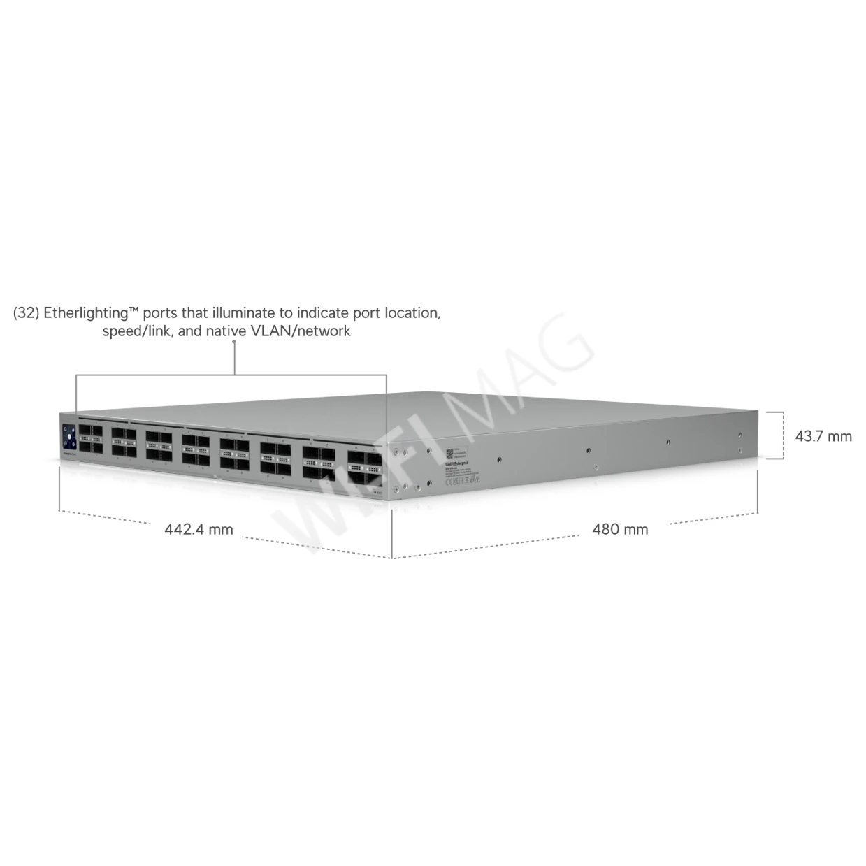 Ubiquiti UniFi Enterprise Campus Switch Core 3,2 Тбит/с, 34-портовый (32 QSFP28) Etherlighting коммутатор