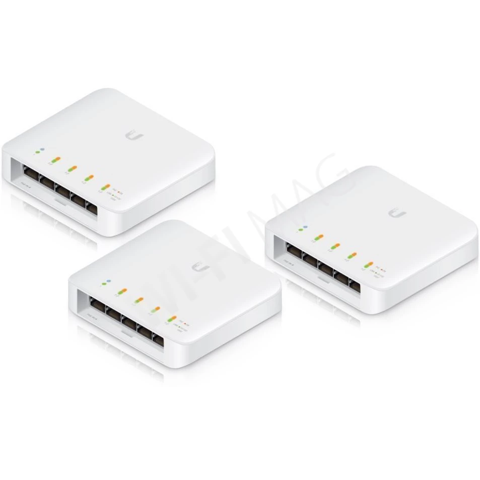 Ubiquiti UniFi Switch Flex (3-pack), комплект из 3-х управляемых 5-портовых коммутаторов с 4-мя PoE