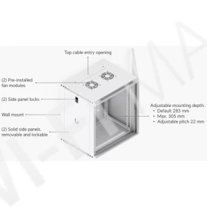 Ubiquiti 12U Rack Cabinet Perforated Front Door (450 мм) стоечный шкаф 12U с 2-мя вентиляторами и перфорированной дверцей