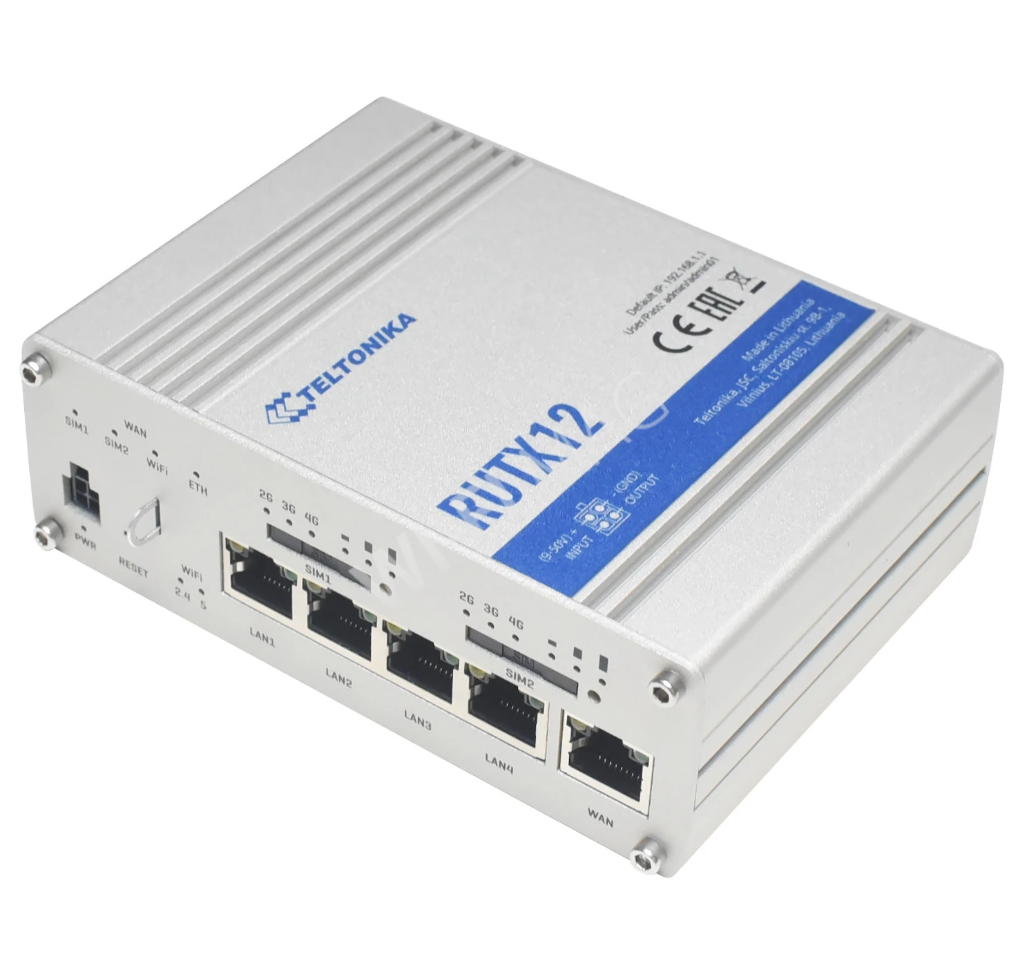 Teltonika RUTX12 WiFi LTE Cat6 Router, промышленный LTE-роутер Wi-Fi 5 с GPS и Bluetooth