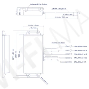 Teltonika PR1KCN40 5G Combo MIMO Mobile/GNSS SMA Antenna, уличная комбинированная мобильная антенна с 5-ю кабелями 3 м