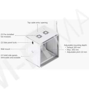Ubiquiti 12U Rack Cabinet Glass Front Door (450 мм) стоечный шкаф 12U с 2-мя вентиляторами и стеклянной дверцей