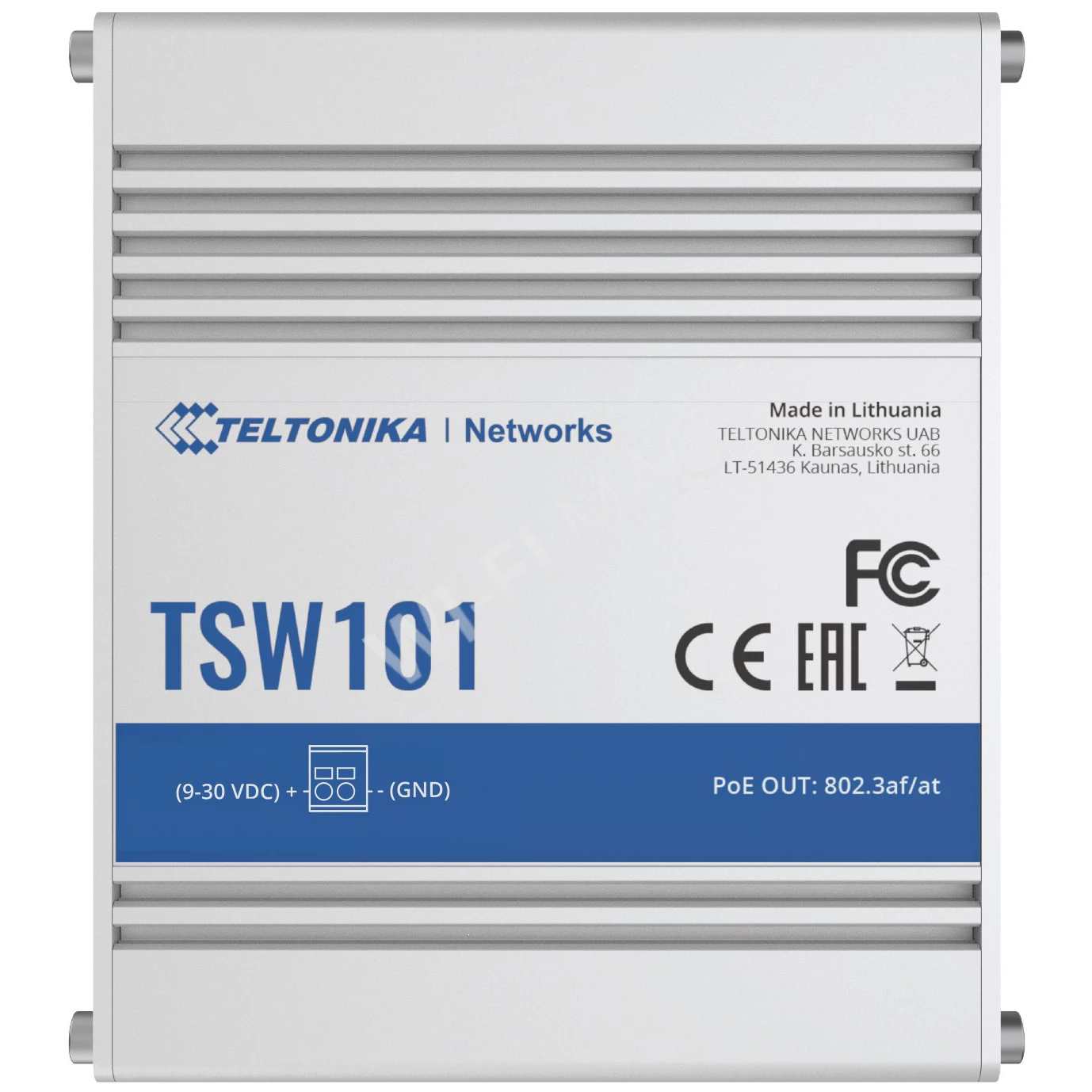 Teltonika TSW101 Automotive PoE+ Switch, 5-портовый неуправляемый с 4-мя PoE коммутатор