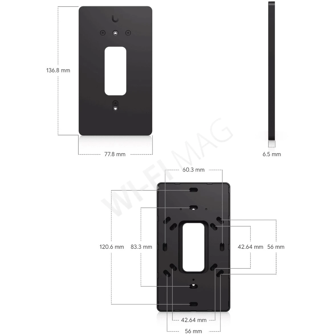 Ubiquiti Doorbell Lite Gang Box Mounting Plate Black, черная монтажная пластина для видеодомофона UVC-Doorbell-Lite