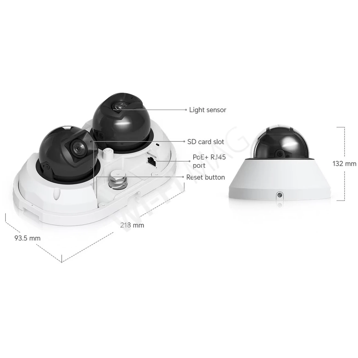 Ubiquiti UniFi AI Multi Sensor 2 Camera White, 16 Мп белая уличная PoE+ с 2-мя объективами и 2,33-кратным зумом IP-видеокамера