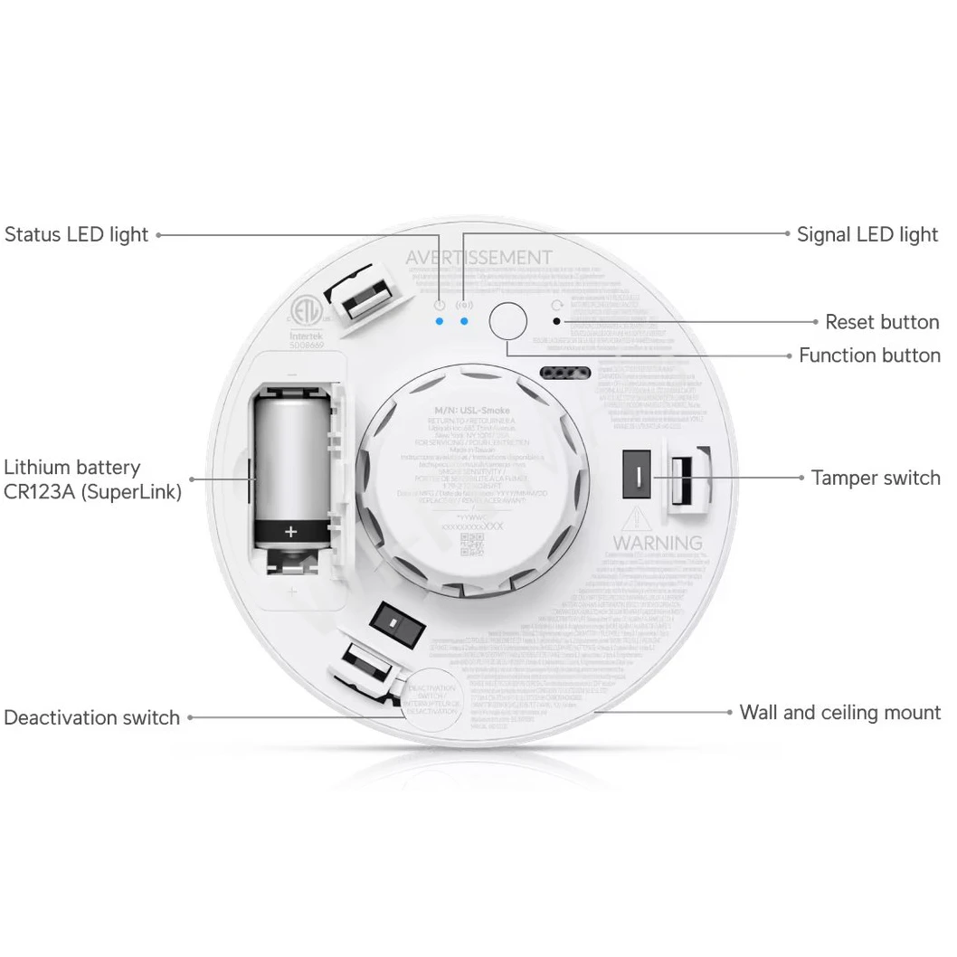 Ubiquiti UniFi Protect Smoke and CO Alarm SuperLink, беспроводной детектор дыма и угарного газа