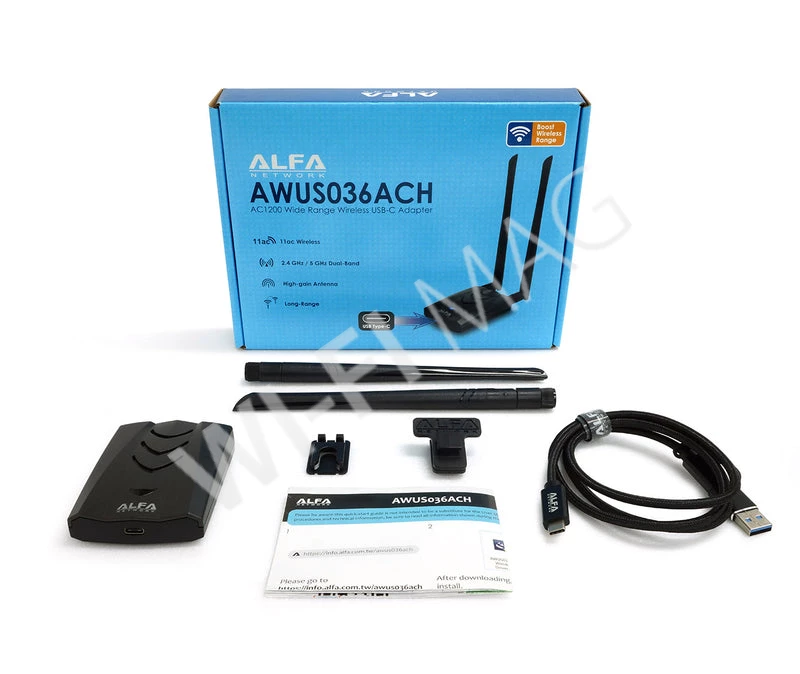 Alfa Network AWUS036ACH-C двухдиапазонный беспроводной USB 3.0 адаптер с внешними антеннами 5dBi