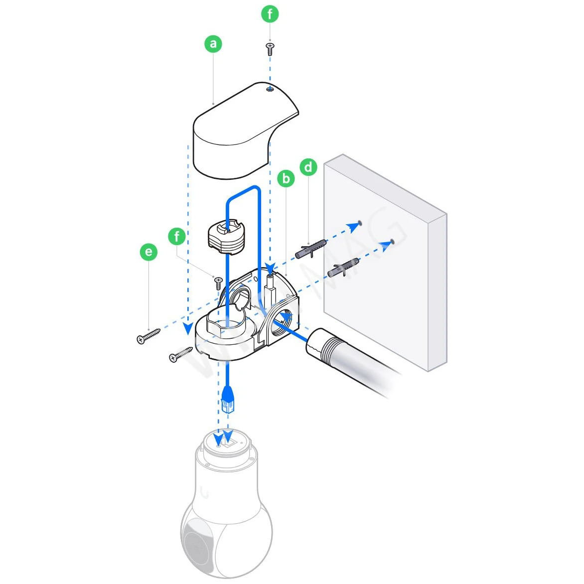 Ubiquiti G5 PTZ Conduit Adapter White, белый кронштейн для крепления на дюймовую кабельную трубу 3/4 камер UVC-G5/G6-PTZ
