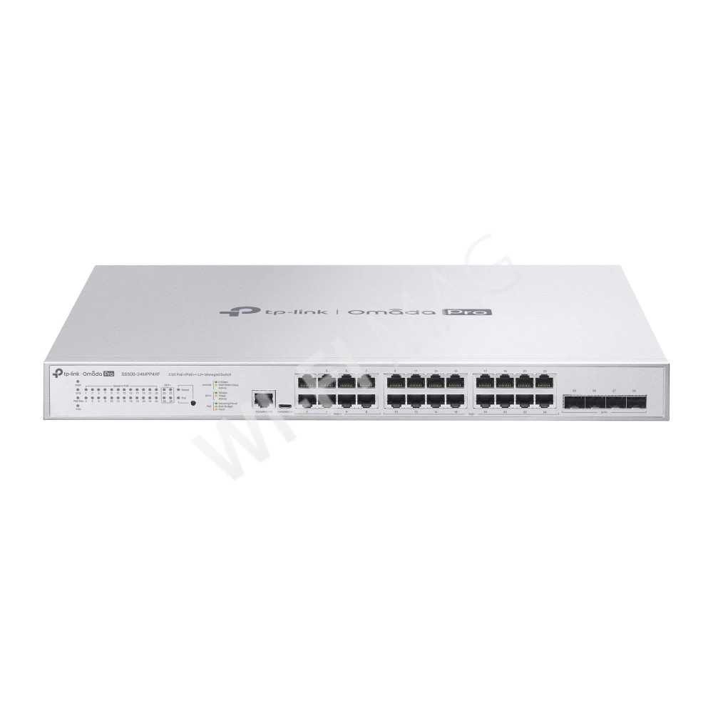 TP-Link S5500-24MPP4XF, 4 SFP+ и 24 порта 2,5 Гбит/с (8 PoE++, 16 PoE+) линейки Omada Pro управляемый коммутатор