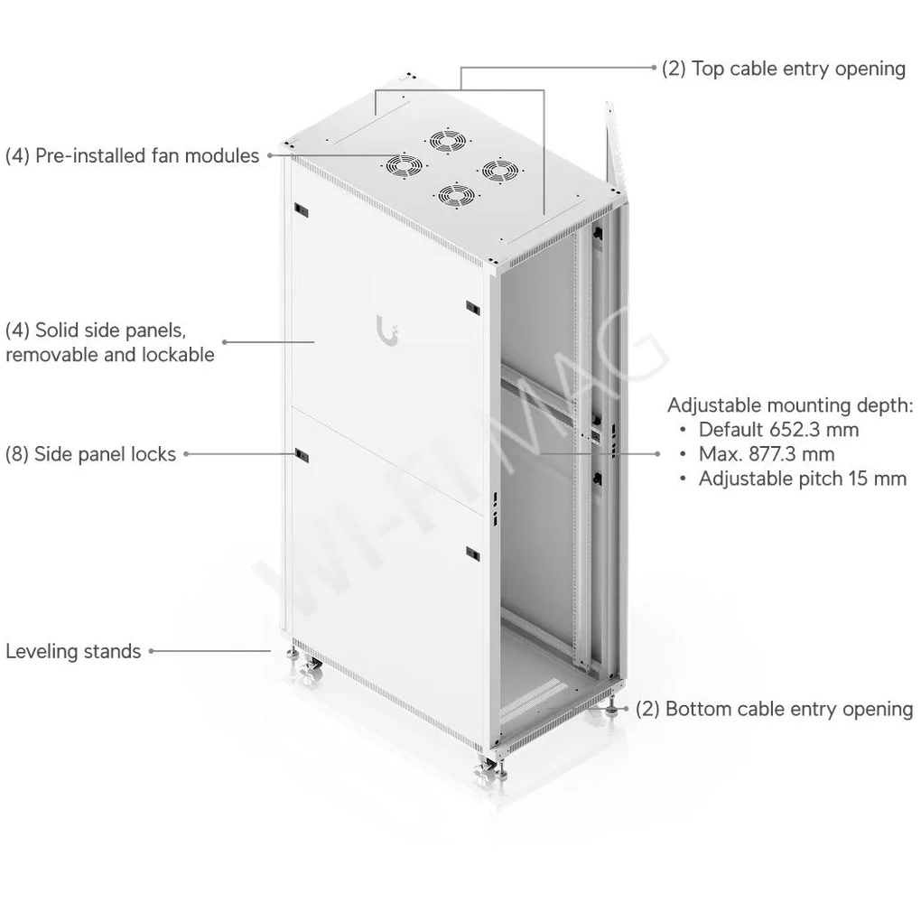 Ubiquiti 42U Rack Cabinet Perforated Front Door (1000 мм) напольная стойка 42U с 4-мя вентиляторами и перфорированными дверцами