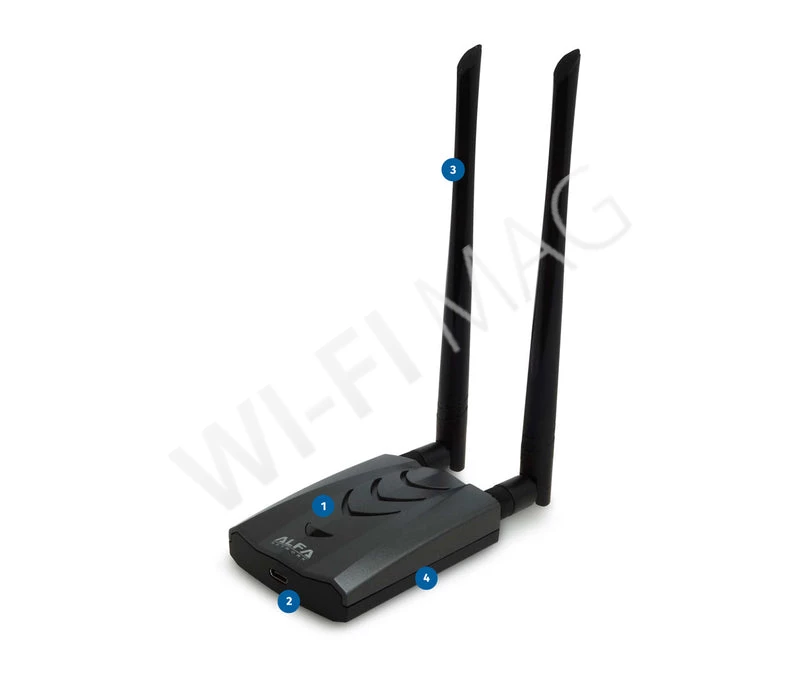 Alfa Network AWUS036ACH-C двухдиапазонный беспроводной USB 3.0 адаптер с внешними антеннами 5dBi