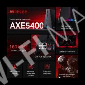 TP-Link Archer GXE75 AXE5400 Tri-Band Wi-Fi 6E Gaming Router, трехдиапазонный игровой маршрутизатор Wi‑Fi 6E