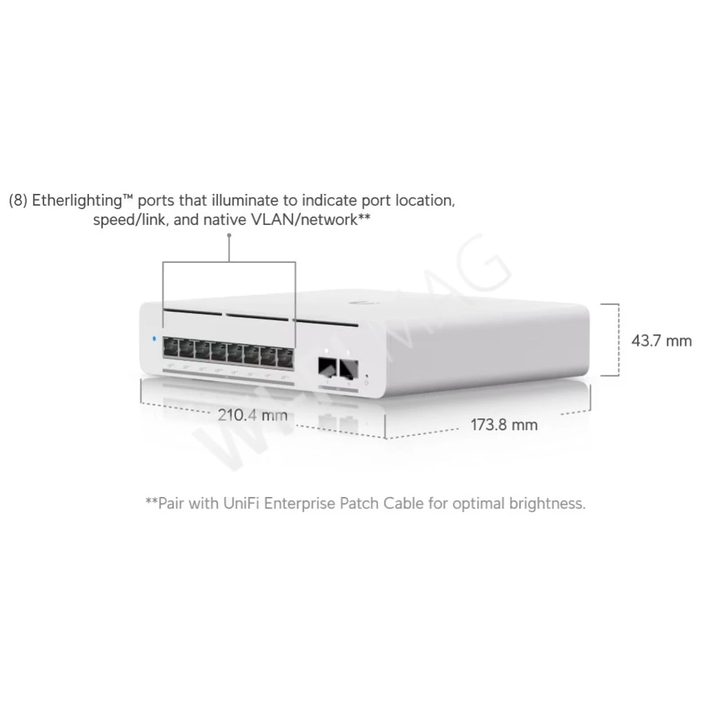 Ubiquiti UniFi Switch Pro XG 8 PoE (155 Вт) управляемый с 8 портами PoE++ Etherlighting коммутатор