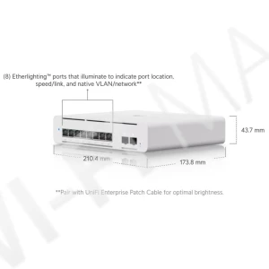 Ubiquiti UniFi Switch Pro XG 8 PoE (155 Вт) управляемый с 8 портами PoE++ Etherlighting коммутатор