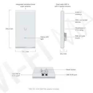 Ubiquiti UniFi 6 Mesh Pro, точка доступа Wi-Fi 6 MU-MIMO