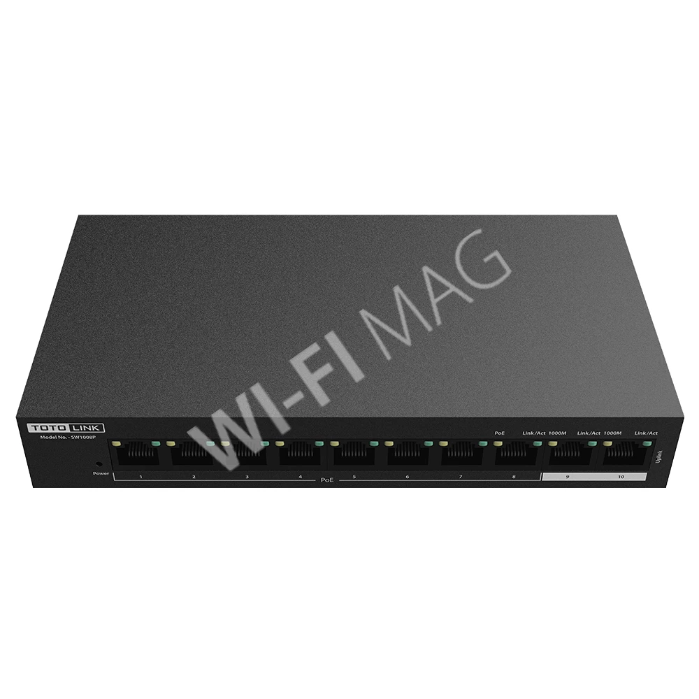 Totolink SW1008P, 8-портовый(10/100 Мбит/с) неуправляемый коммутатор PoE + 2 Gigabit порта