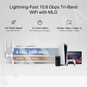 TP-Link RE655BE BE11000, трёхдиапазонный усилитель сигнала Wi-Fi 7 EasyMesh