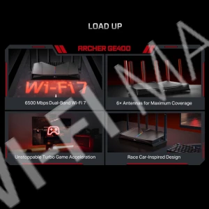 TP-Link Archer GE400 BE6500 Dual-Band Wi-Fi 7 Gaming Router, двухдиапазонный игровой маршрутизатор Wi‑Fi 7