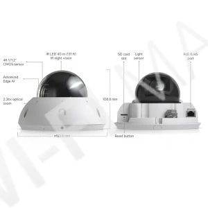 Ubiquiti UniFi G6 Edge Dome Camera, 8 Мп уличная PoE+ с микрофоном и ночным видением белая IP-видеокамера