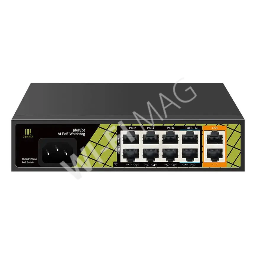 Conexpro GNT-P1210SG, с 8 PoE (10/100 Мбит/с) и 2 LAN (1 Гбит/с) портами неуправляемый коммутатор