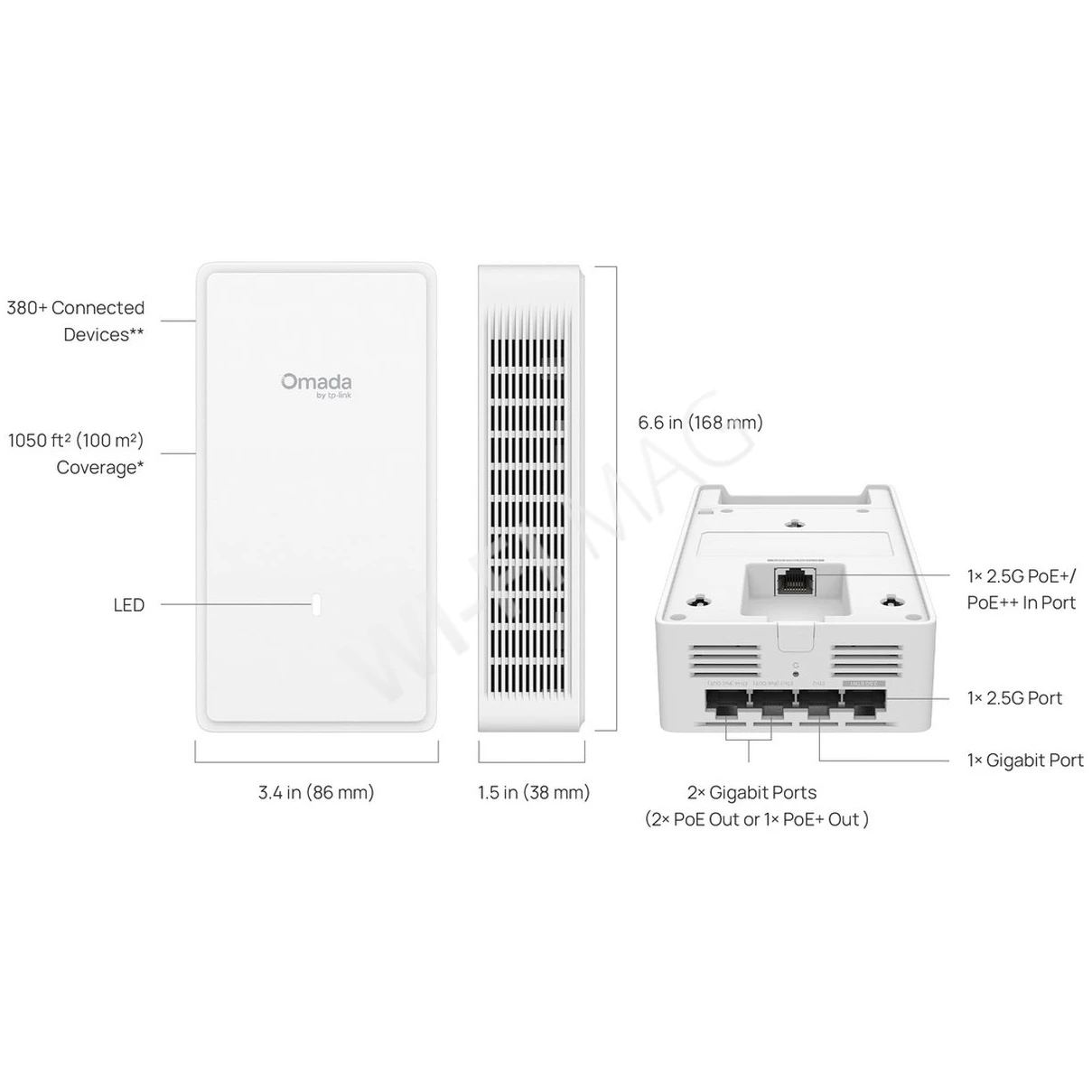 TP-Link EAP775-Wall BE9300, трехдиапазонная точка доступа Omada Wi-Fi 7 с поддержкой PoE