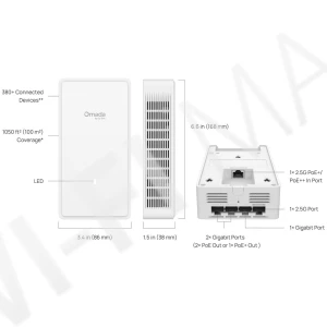 TP-Link EAP775-Wall BE9300, трехдиапазонная точка доступа Omada Wi-Fi 7 с поддержкой PoE