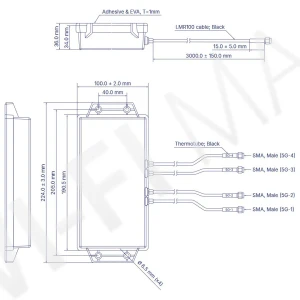 Teltonika PR1KC540 5G Combo MIMO Mobile SMA Antenna, уличная комбинированная мобильная антенна с 4-я кабелями 3 м