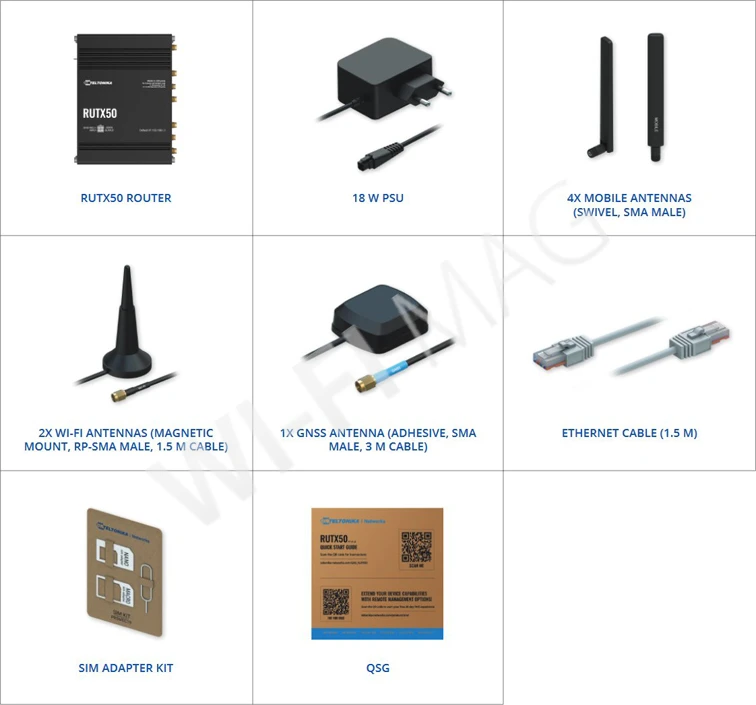 Teltonika RUTX50 Industrial 5G Router 2 SIM, промышленный сотовый маршрутизатор Wi-Fi 5