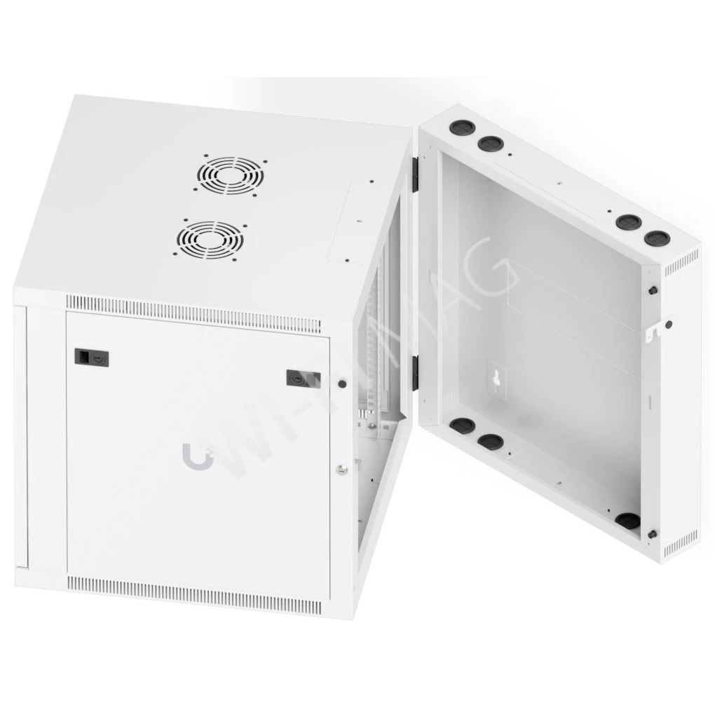 Ubiquiti 12U Rack Cabinet Glass Front Door Swing (700 мм) двухсекционный стоечный шкаф 12U с 2-мя вентиляторами и стеклянной дверцей