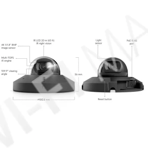 Ubiquiti UniFi G6 Mini Dome Camera Black, 8 Мп PoE с двусторонней аудиосвязью и ночным видением черная IP-видеокамера