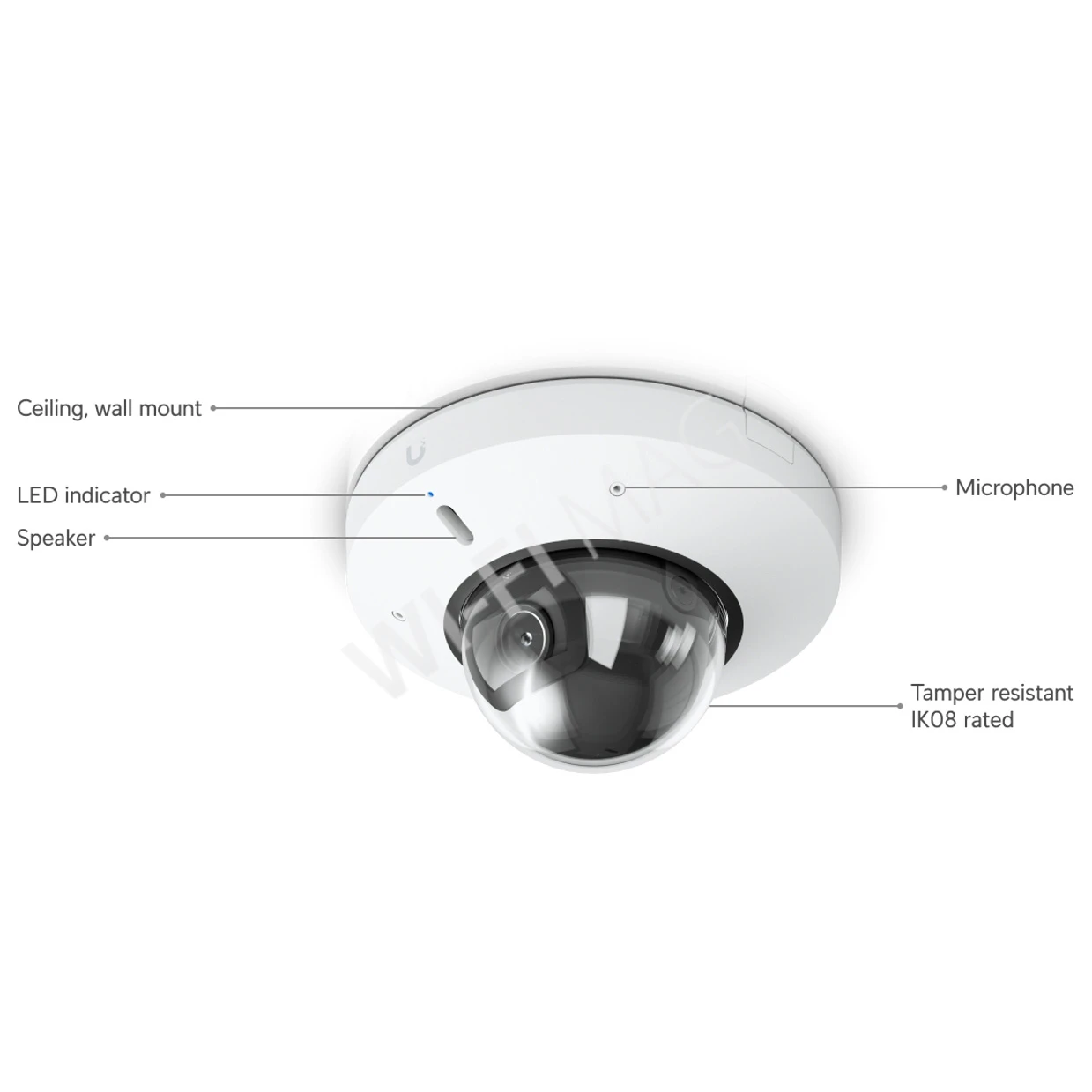 Ubiquiti UniFi G6 Mini Dome Camera White, 8 Мп PoE с двусторонней аудиосвязью и ночным видением белая IP-видеокамера
