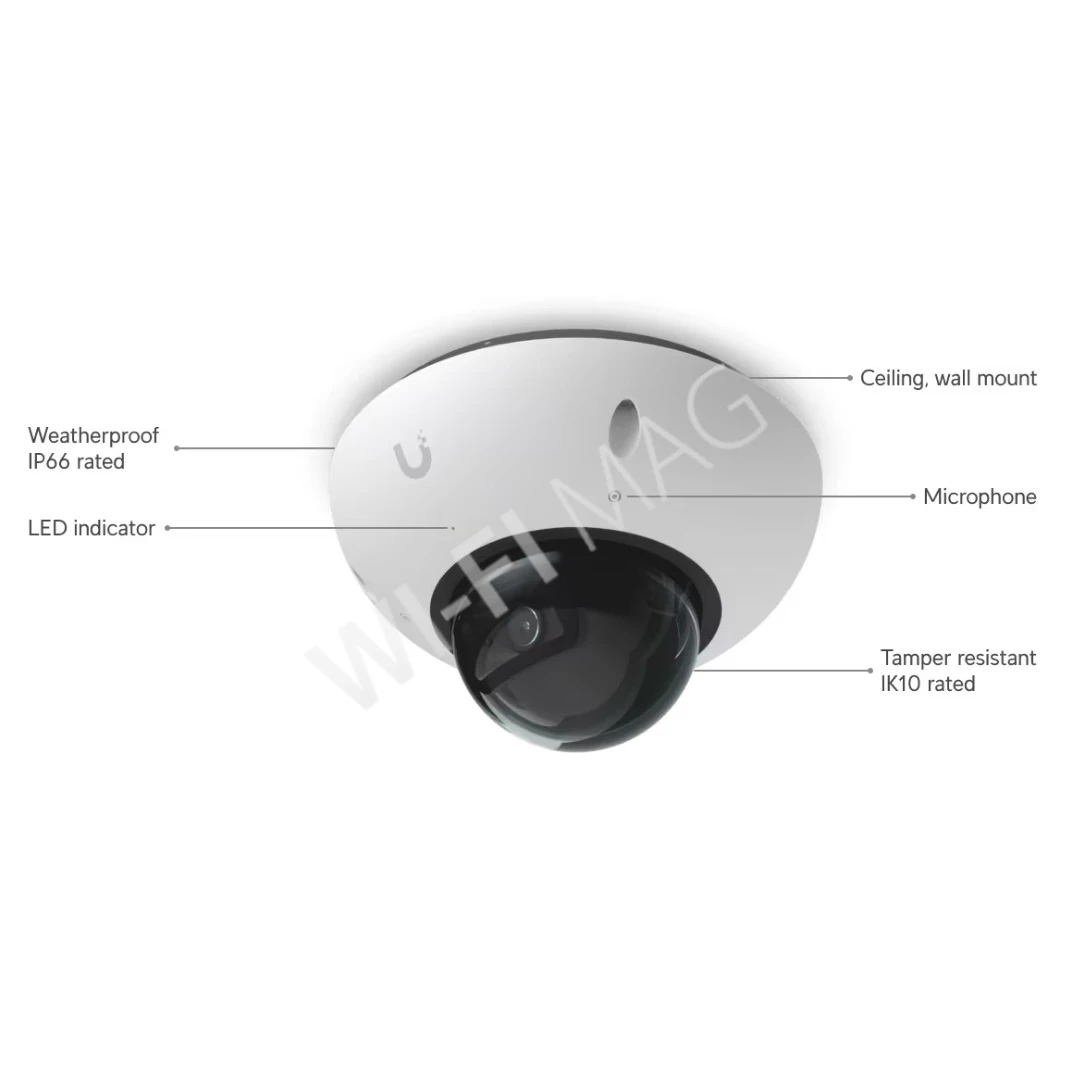 Ubiquiti UniFi G6 Dome Camera White, 8 Мп уличная PoE с микрофоном и ночным видением белая IP-видеокамера