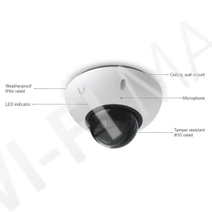 Ubiquiti UniFi G6 Dome Camera White, 8 Мп уличная PoE с микрофоном и ночным видением белая IP-видеокамера