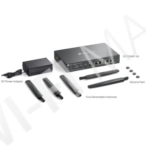 TP-Link ER706WP-4G AX3000, гигабитный VPN-шлюз Omada 4G+Cat6 с 4 портами PoE+