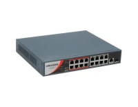 Неуправляемые коммутаторы с PoE Hikvision DS-3E0318P-E/M(B), неуправляемый коммутатор с 2-мя комбо-портами (1 Гбит/с) и 16-ю PoE RJ45 (10/100 Мбит/с)